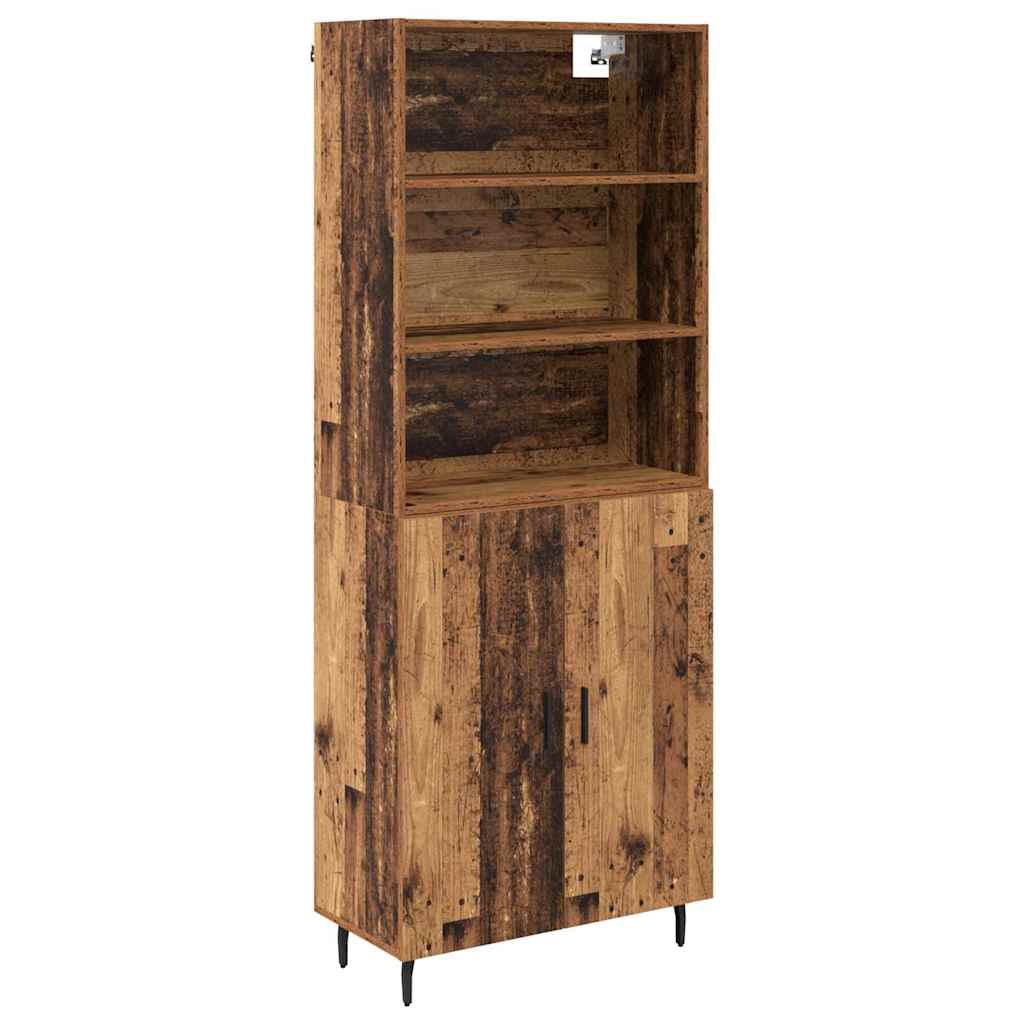 Highboard Old Wood 69.5 x 34 x 180 cm Engineered Wood and Glass