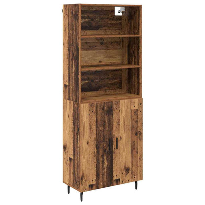 Highboard Old Wood 69.5 x 34 x 180 cm Engineered Wood and Glass