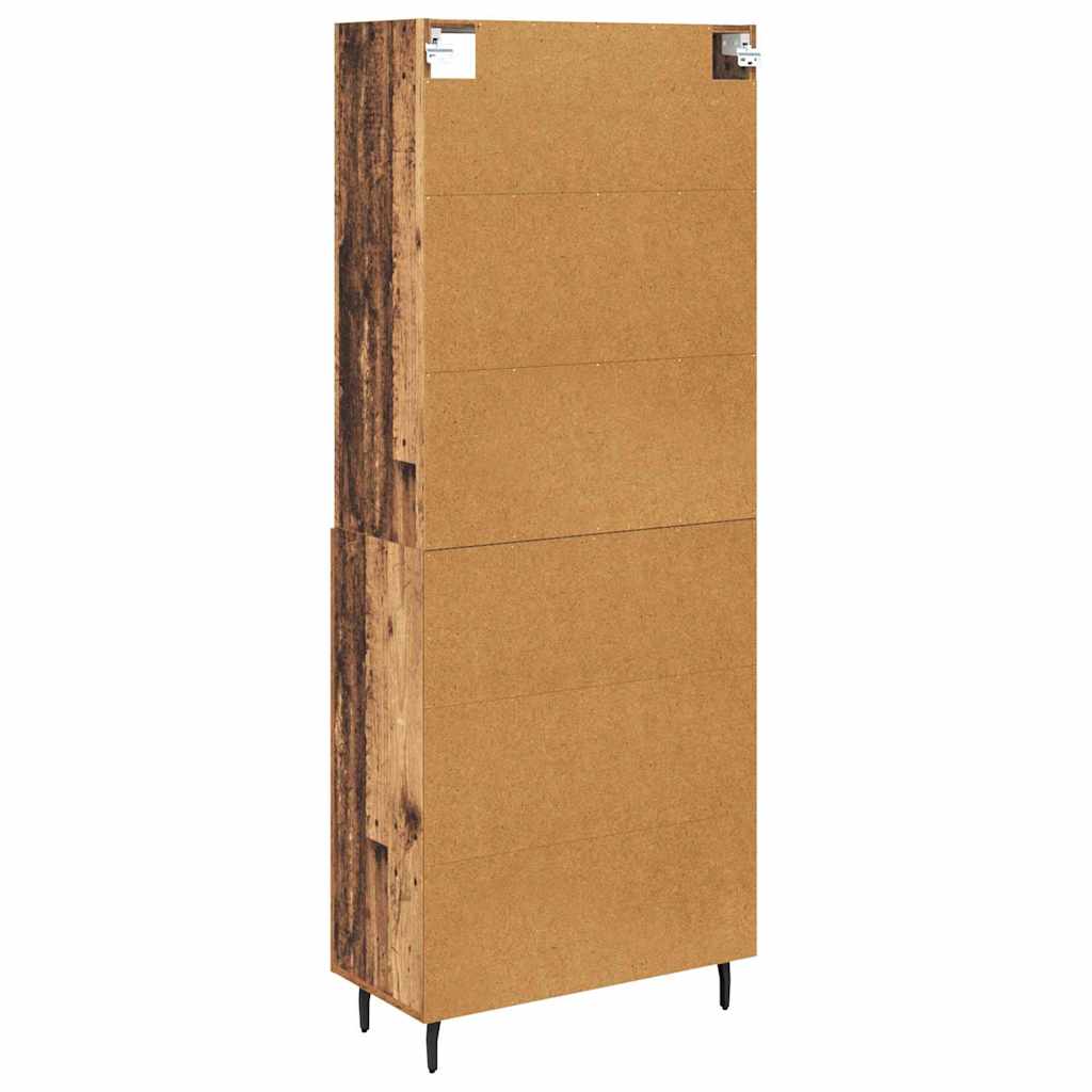 Highboard Old Wood 69.5 x 34 x 180 cm Engineered Wood and Glass