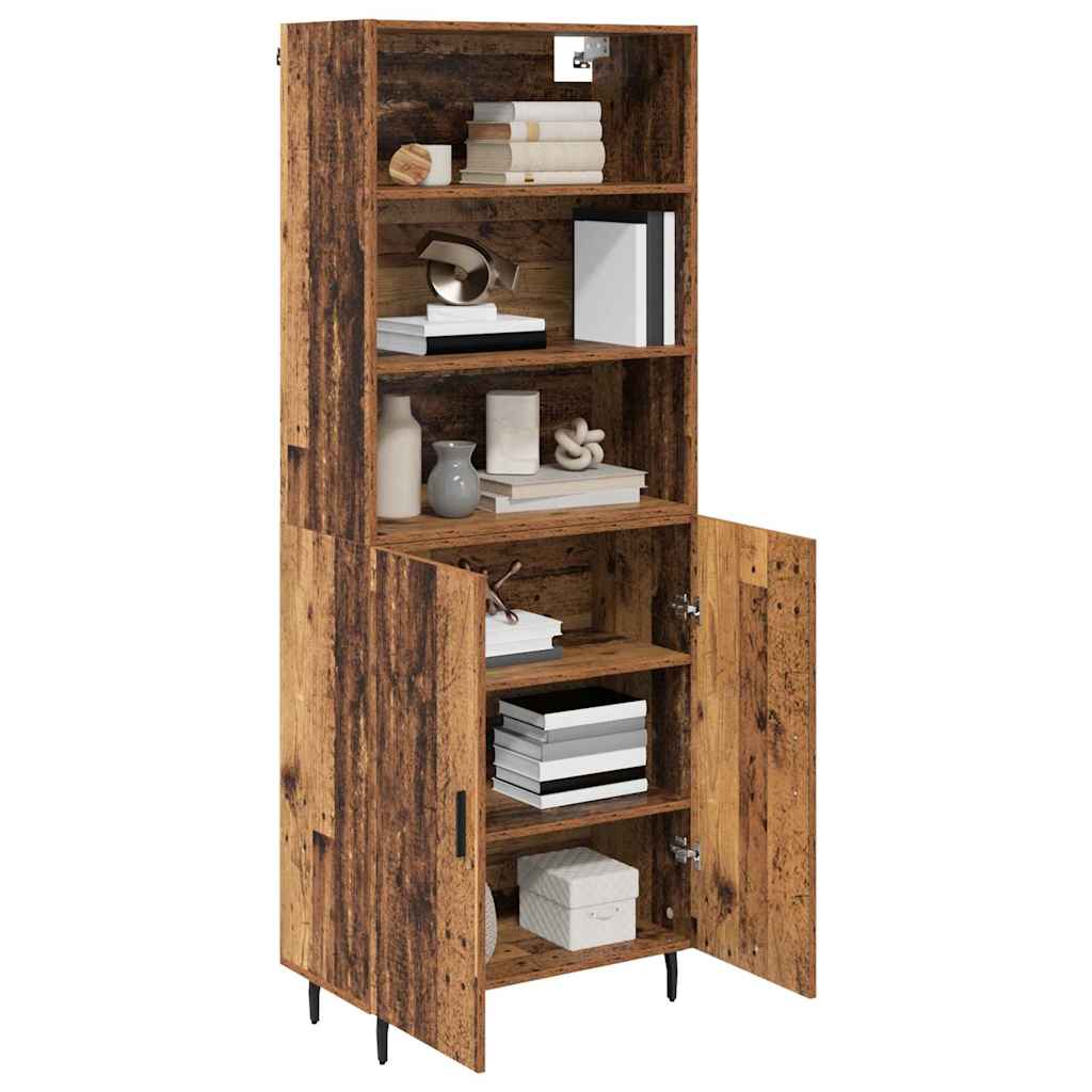 Highboard Old Wood 69.5 x 34 x 180 cm Engineered Wood and Glass