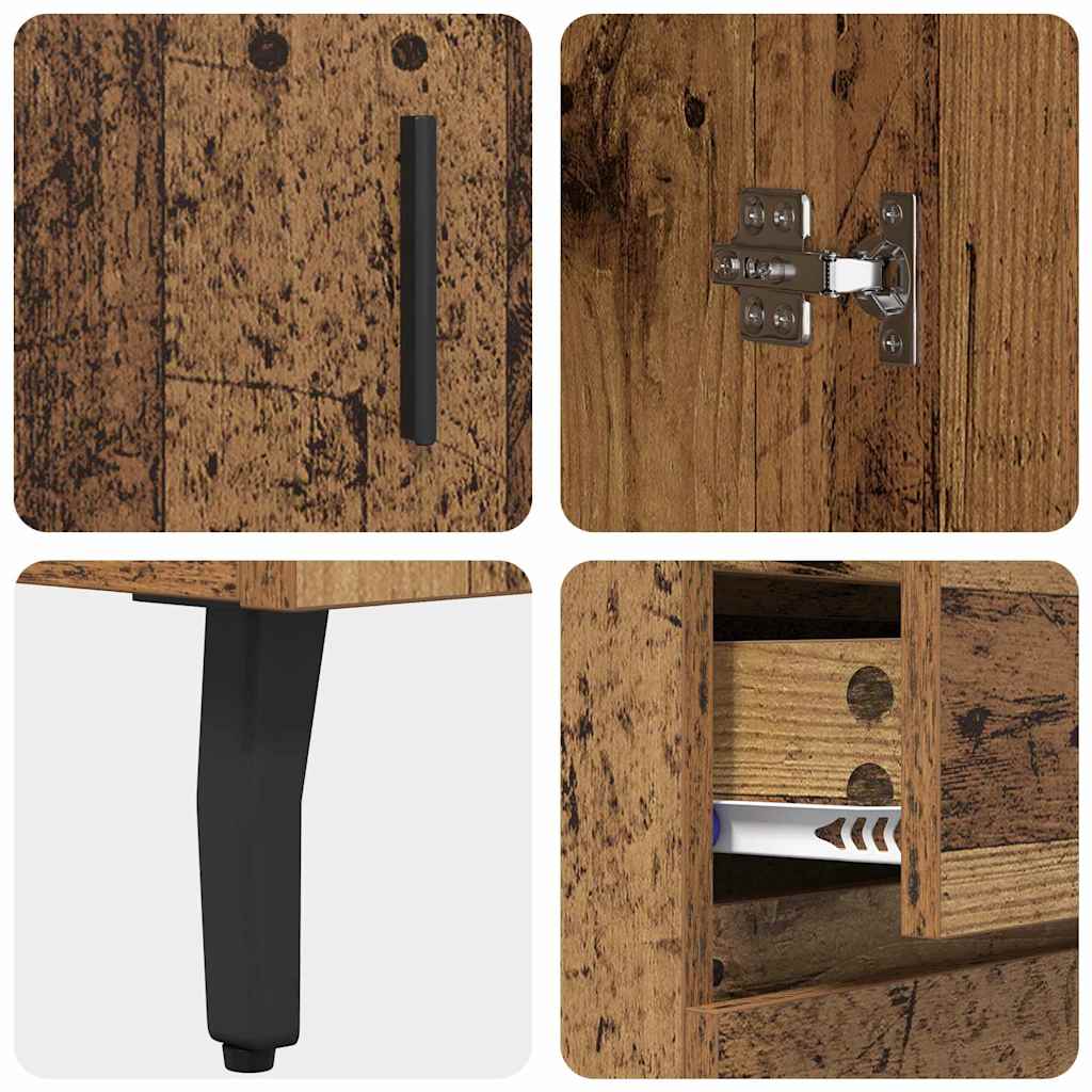 Highboard Old Wood 69.5 x 34 x 180 cm Engineered Wood and Glass