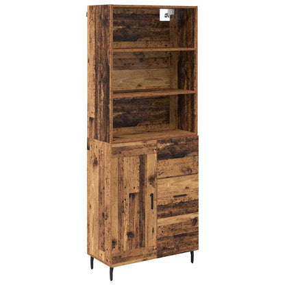 Highboard Old Wood 69.5 x 34 x 180 cm Engineered Wood and Glass