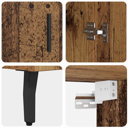 Highboard 2 pcs Old Wood Engineered Wood and Glass