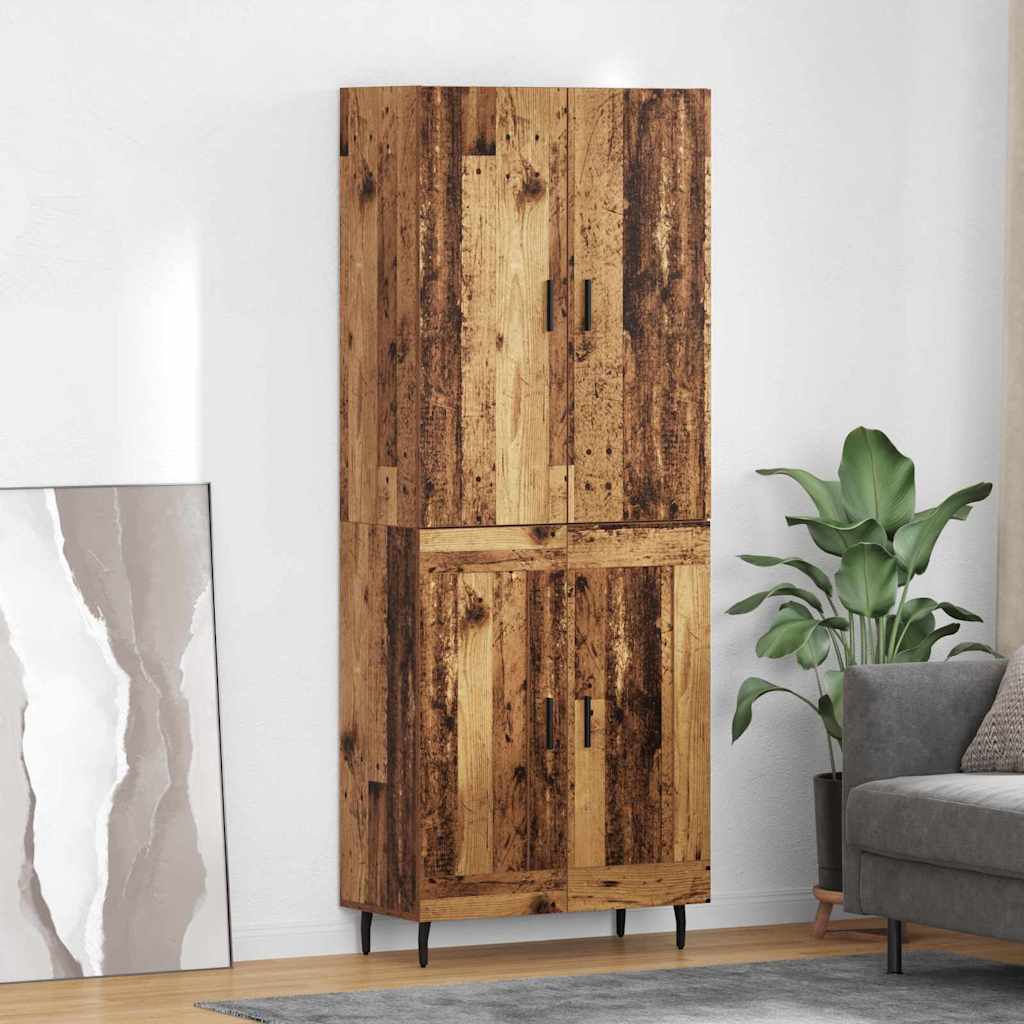 Highboard 2 pcs Old Wood Engineered Wood and Glass