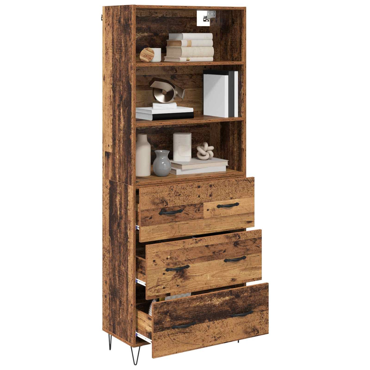 Highboard with Drawer 2 pcs Old Wood Engineered Wood