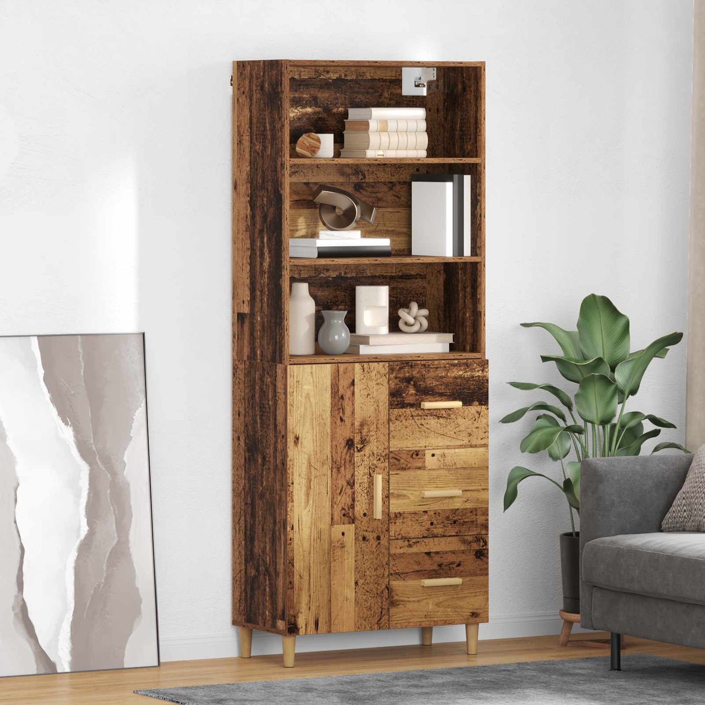 Highboard Old Wood 69.5 x 32.5 x 180 cm Engineered Wood