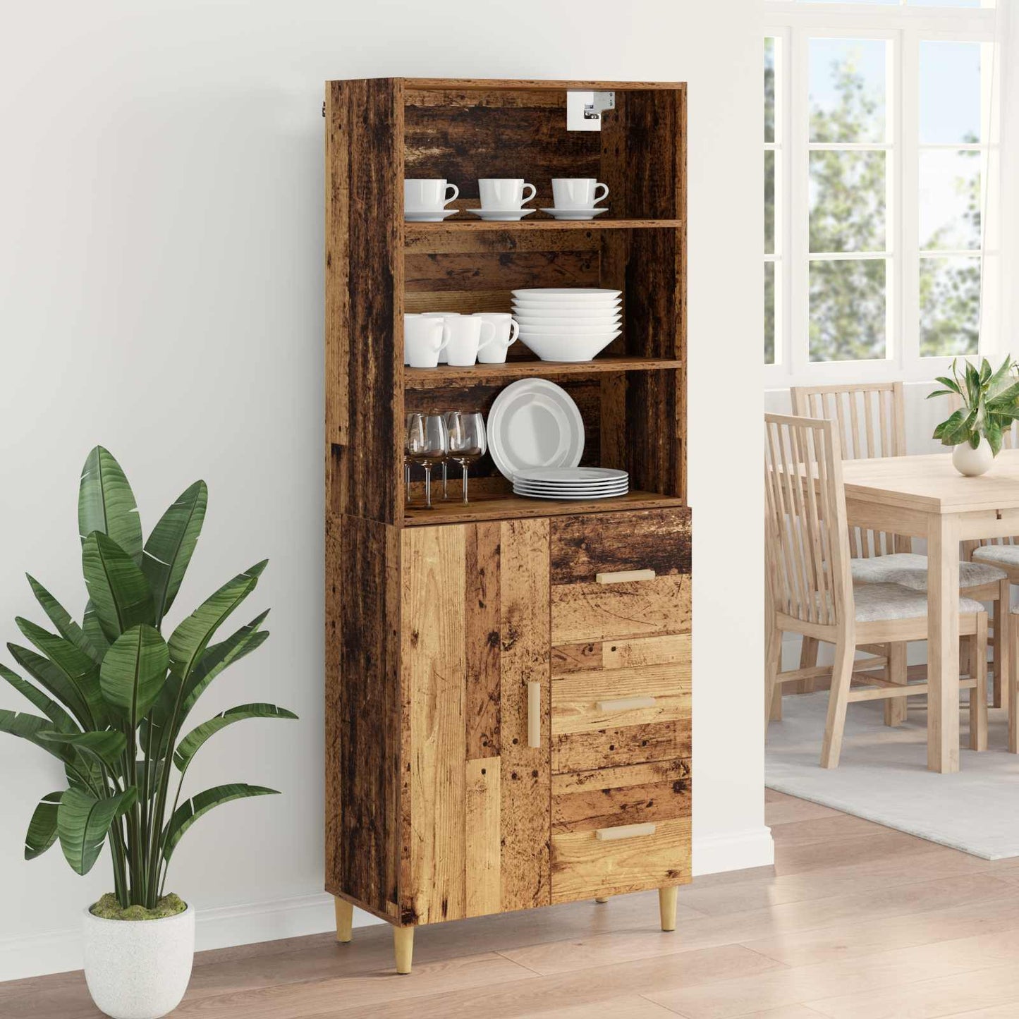Highboard Old Wood 69.5 x 32.5 x 180 cm Engineered Wood