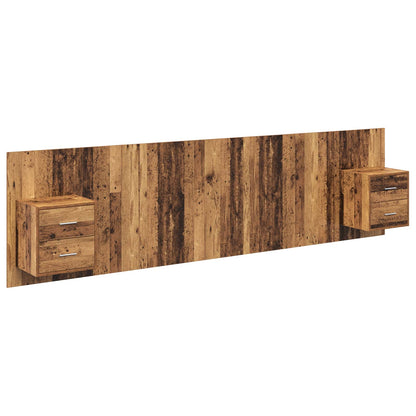 Headboard with Cabinet 3 pcs Old Wood Engineered Wood