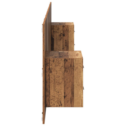 Headboard with Cabinet 3 pcs Old Wood Engineered Wood