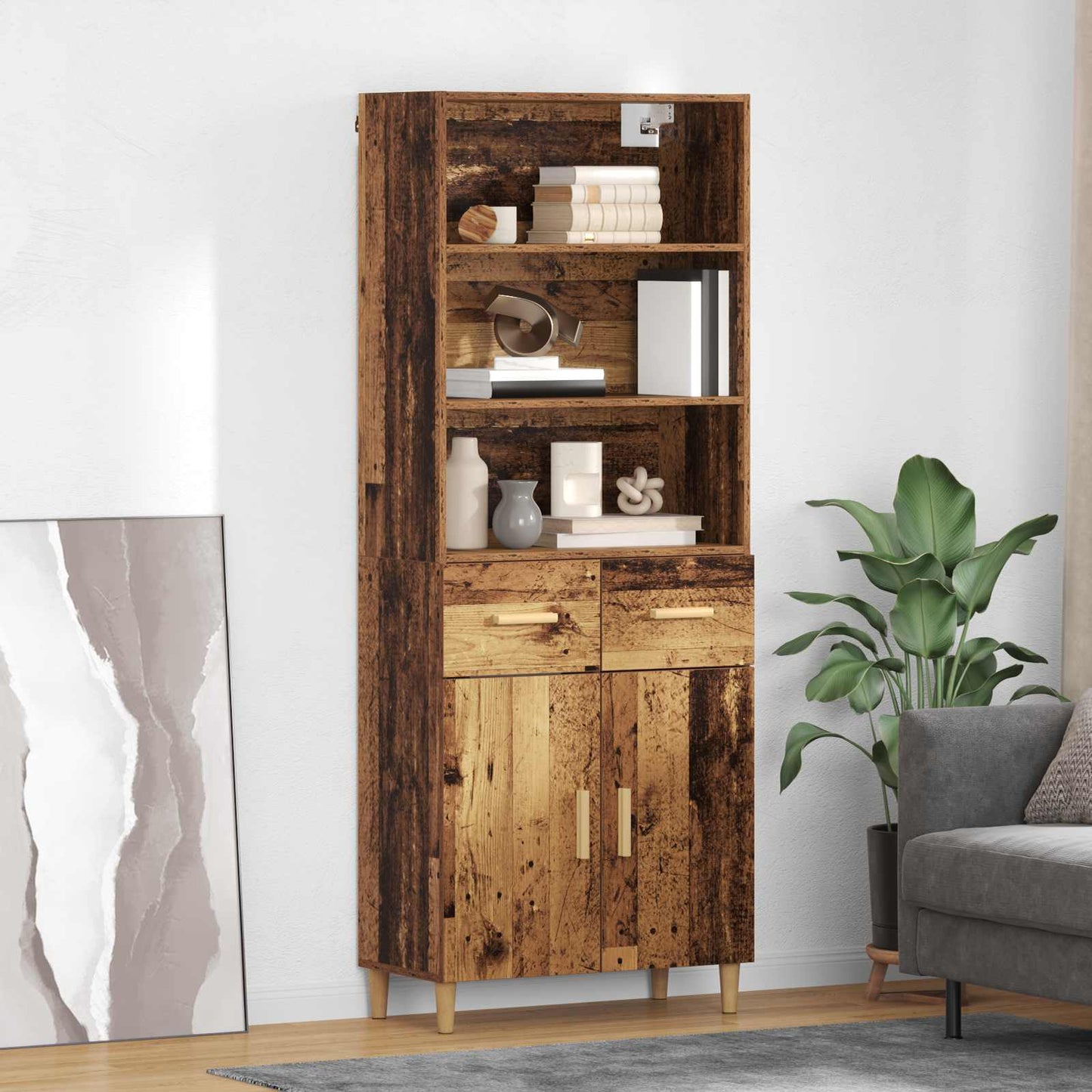 Highboard Old Wood 69.5 x 32.5 x 180 cm Engineered Wood
