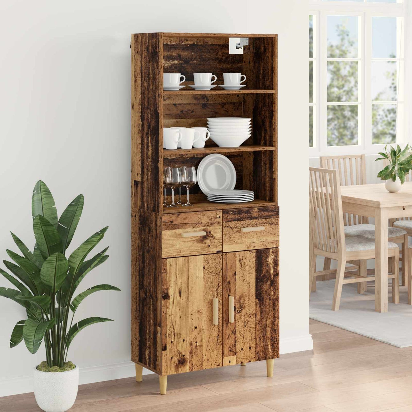 Highboard Old Wood 69.5 x 32.5 x 180 cm Engineered Wood