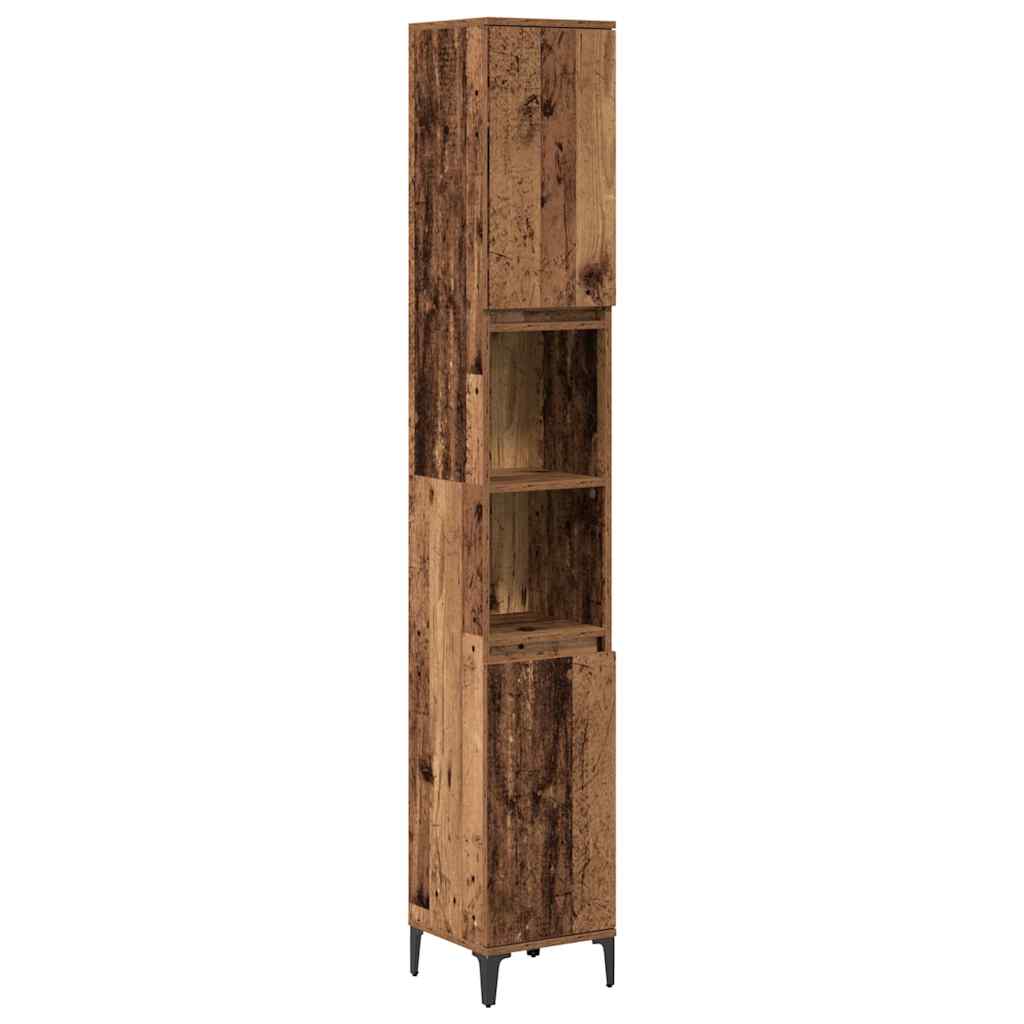 Bathroom Furniture Set with Door 3 pcs Old wood Engineered wood