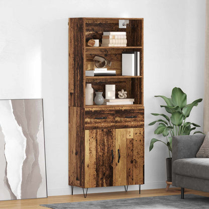 Highboard with Drawer 2 pcs Old Wood Engineered Wood
