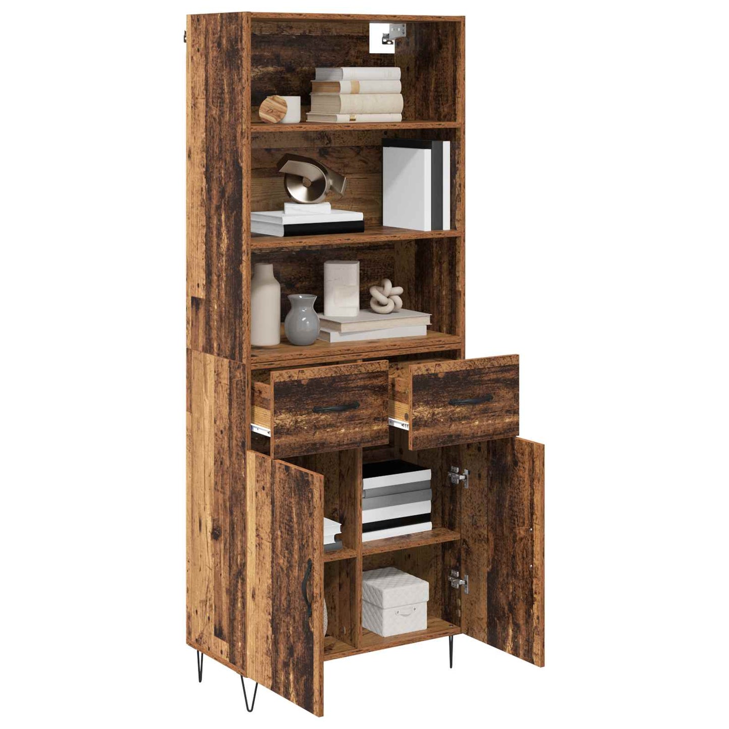 Highboard with Drawer 2 pcs Old Wood Engineered Wood