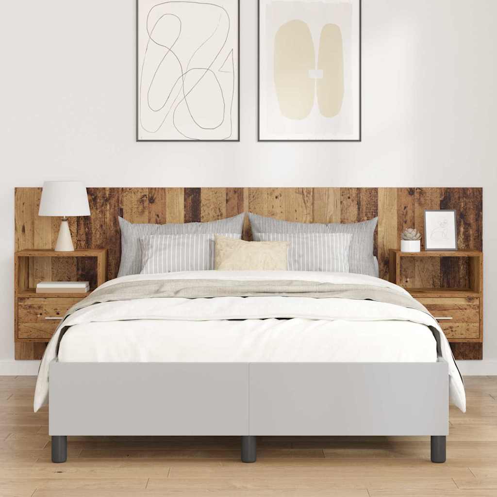 Headboard with Cabinet 3 pcs Old Wood Engineered Wood
