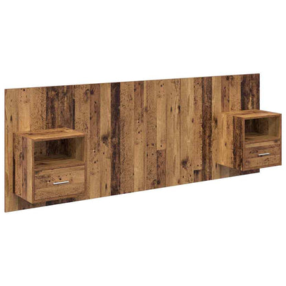 Headboard with Cabinet 3 pcs Old Wood Engineered Wood