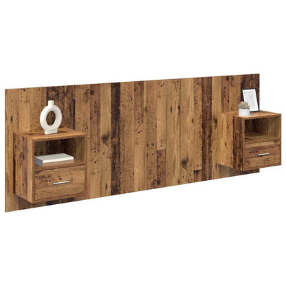 Headboard with Cabinet 3 pcs Old Wood Engineered Wood