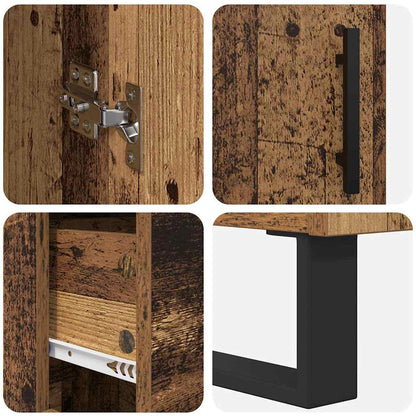 Highboard with Drawer 2 pcs Old Wood 69.5 x 34 x 180 cm
