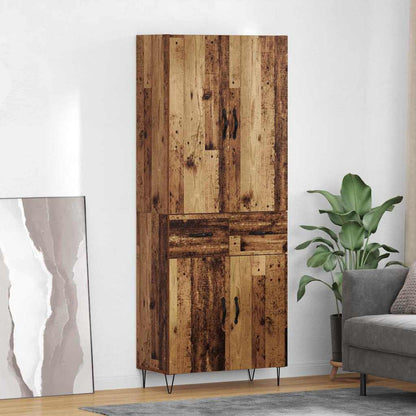 Highboard with Drawer 2 pcs Old Wood Engineered Wood and Glass