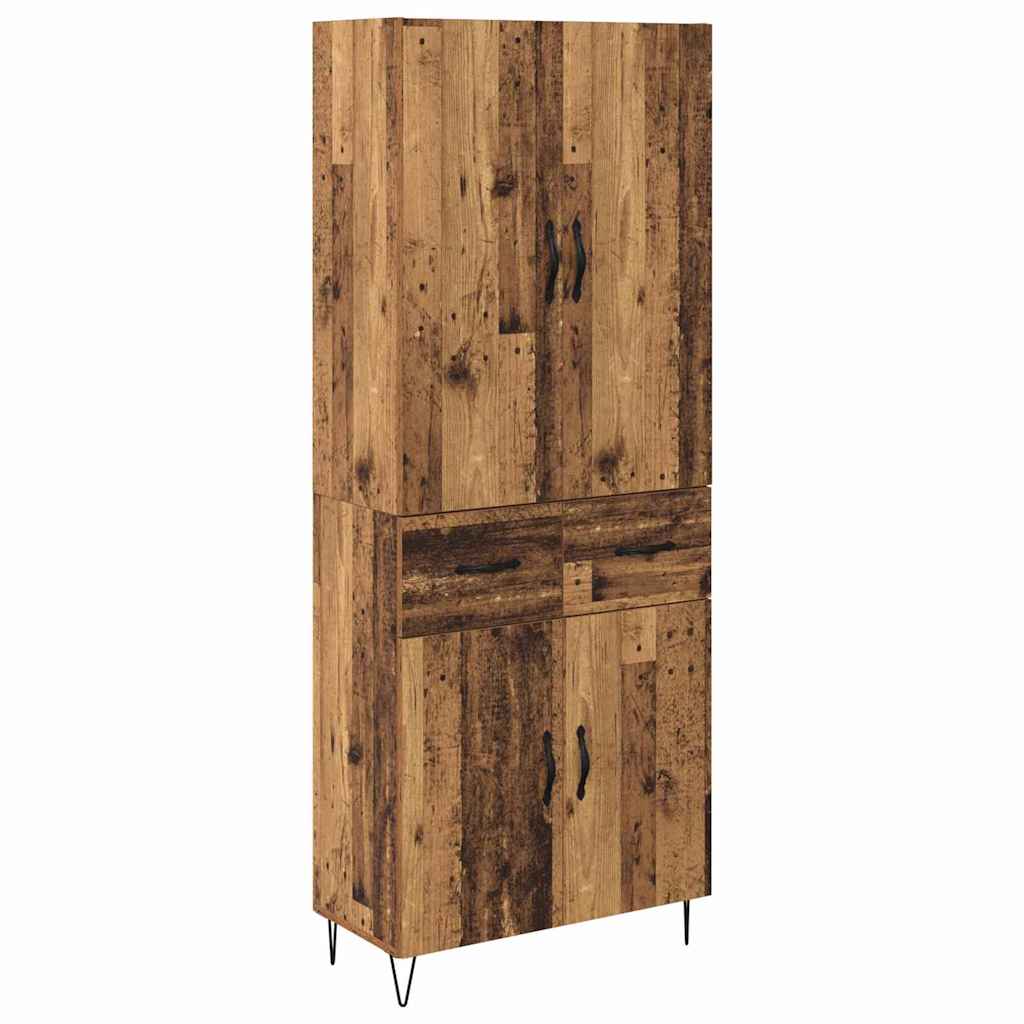 Highboard with Drawer 2 pcs Old Wood Engineered Wood and Glass