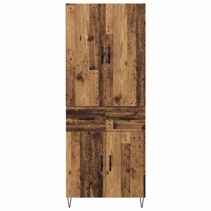 Highboard with Drawer 2 pcs Old Wood Engineered Wood and Glass