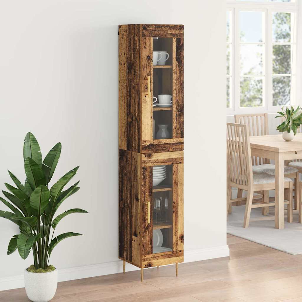 Highboard 2 pcs Old Wood Glass