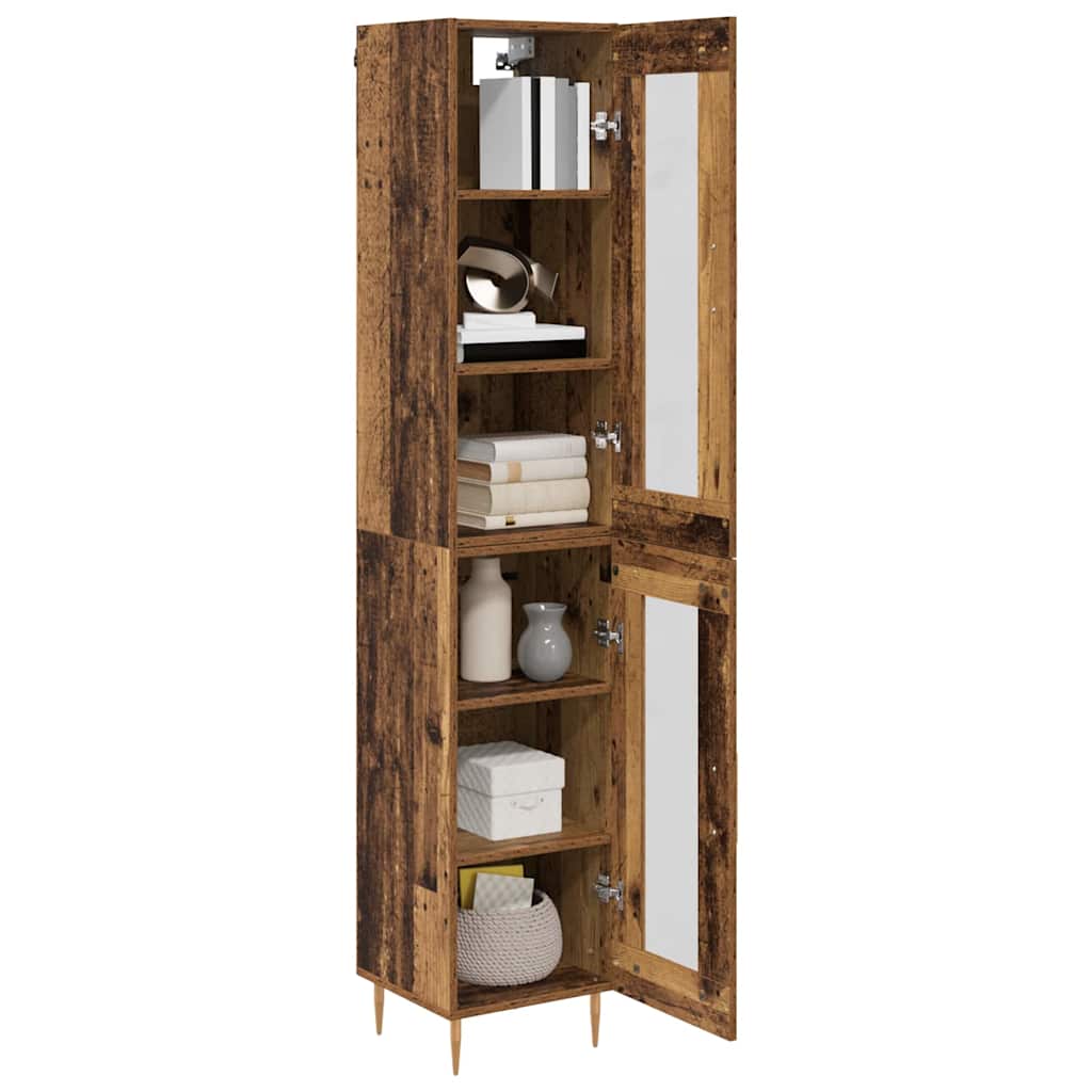 Highboard 2 pcs Old Wood Glass