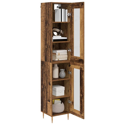 Highboard 2 pcs Old Wood Glass