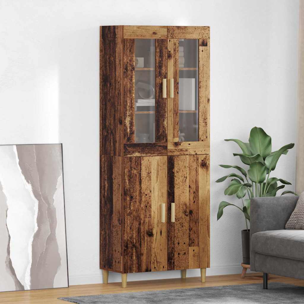 Highboard Old Wood 69.5 x 34 x 180 cm Engineered Wood and Glass