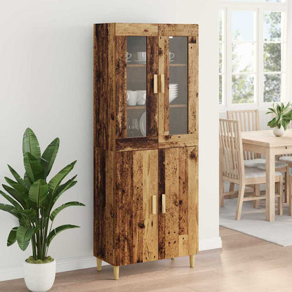 Highboard Old Wood 69.5 x 34 x 180 cm Engineered Wood and Glass