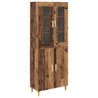 Highboard Old Wood 69.5 x 34 x 180 cm Engineered Wood and Glass