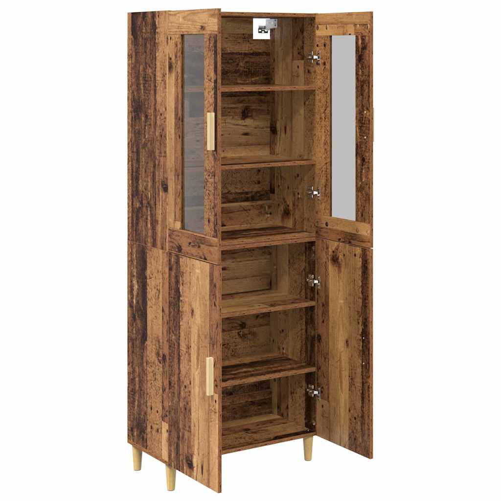 Highboard Old Wood 69.5 x 34 x 180 cm Engineered Wood and Glass