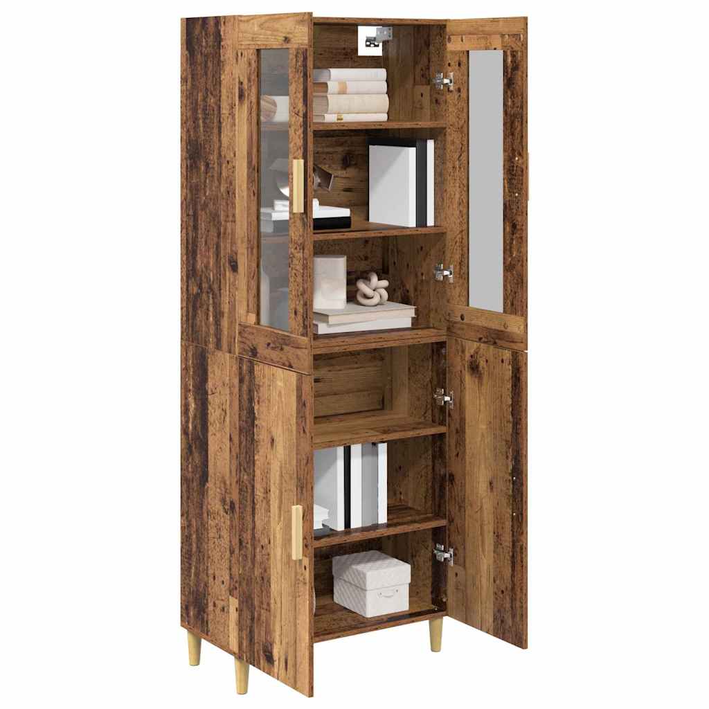 Highboard Old Wood 69.5 x 34 x 180 cm Engineered Wood and Glass
