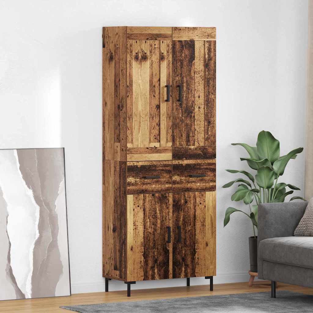 Highboard with Drawer 2 pcs Old Wood Engineered Wood