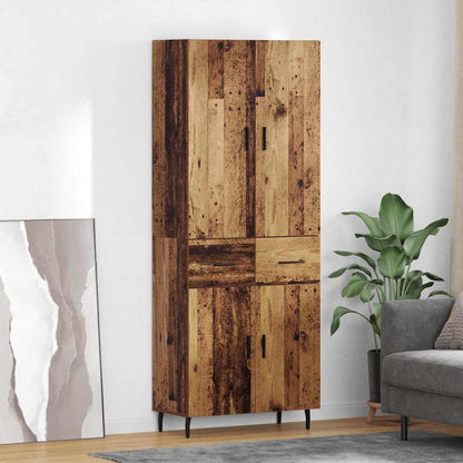 Highboard with Drawer 2 pcs Old Wood Engineered Wood and Glass