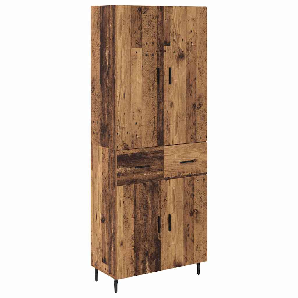 Highboard with Drawer 2 pcs Old Wood Engineered Wood and Glass