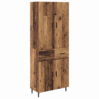 Highboard with Drawer 2 pcs Old Wood Engineered Wood and Glass