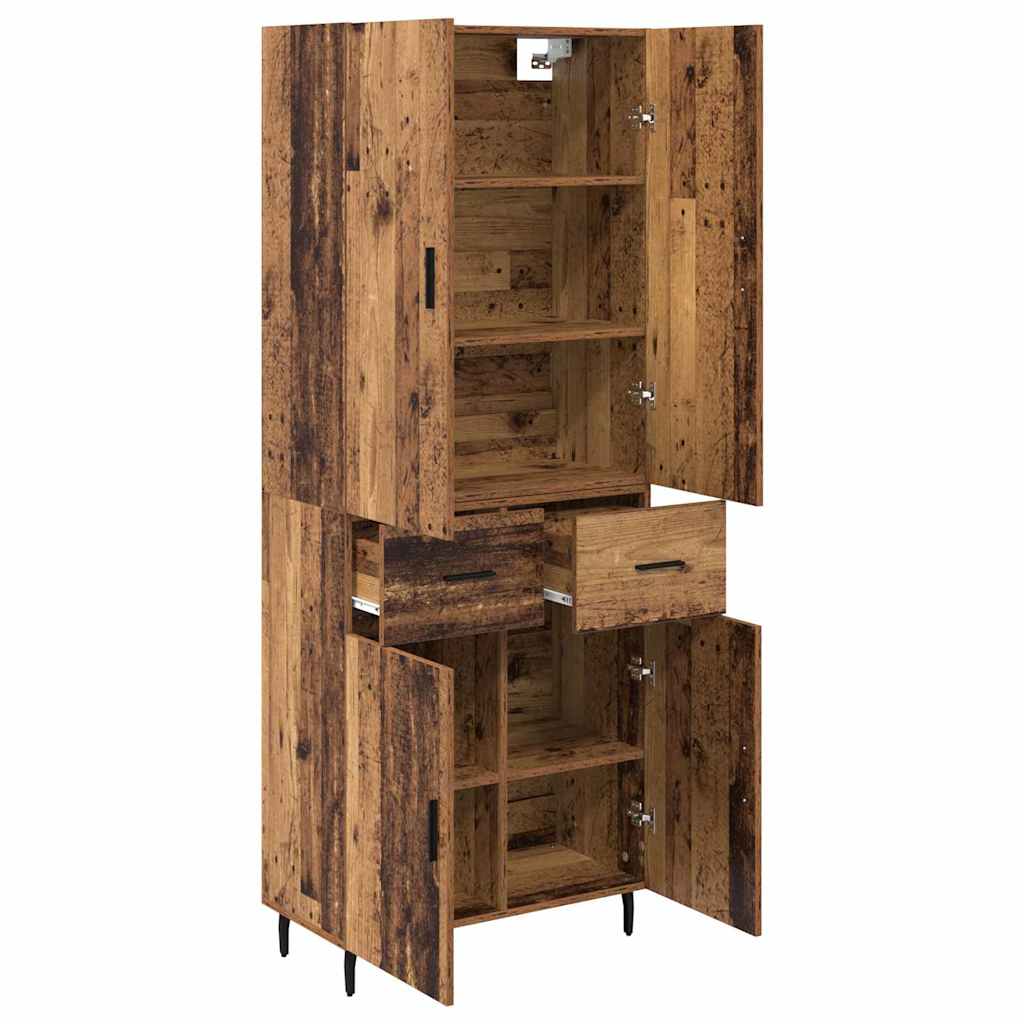 Highboard with Drawer 2 pcs Old Wood Engineered Wood and Glass