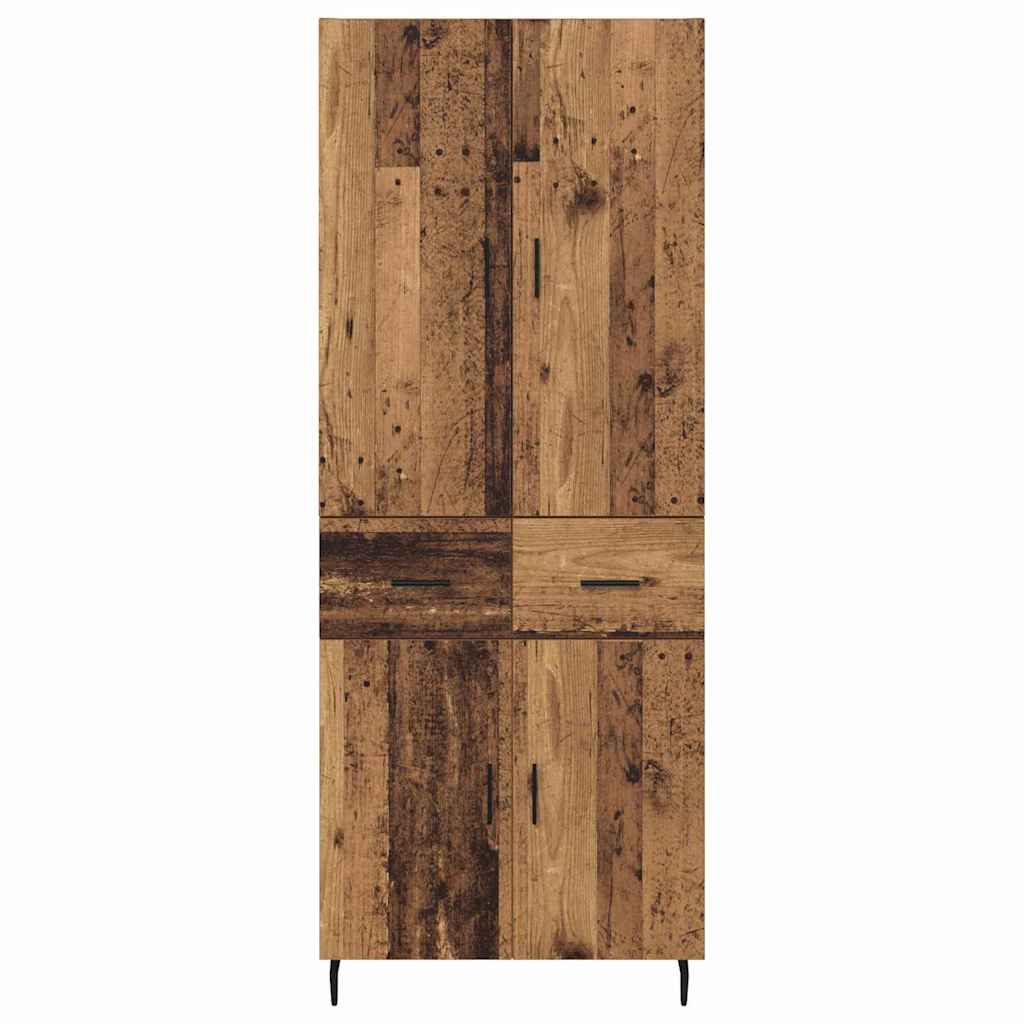 Highboard with Drawer 2 pcs Old Wood Engineered Wood and Glass