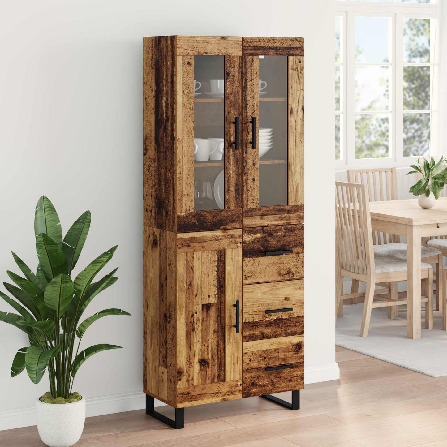 Highboard with Drawer 2 pcs Old Wood Engineered Wood