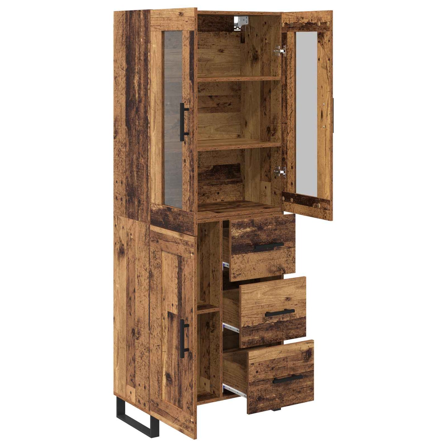 Highboard with Drawer 2 pcs Old Wood Engineered Wood