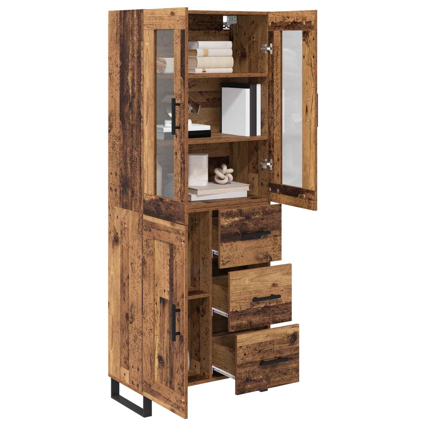 Highboard with Drawer 2 pcs Old Wood Engineered Wood
