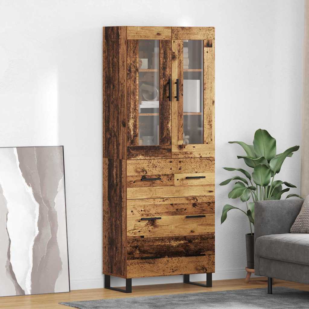 Highboard with Drawer 2 pcs Old Wood Engineered Wood