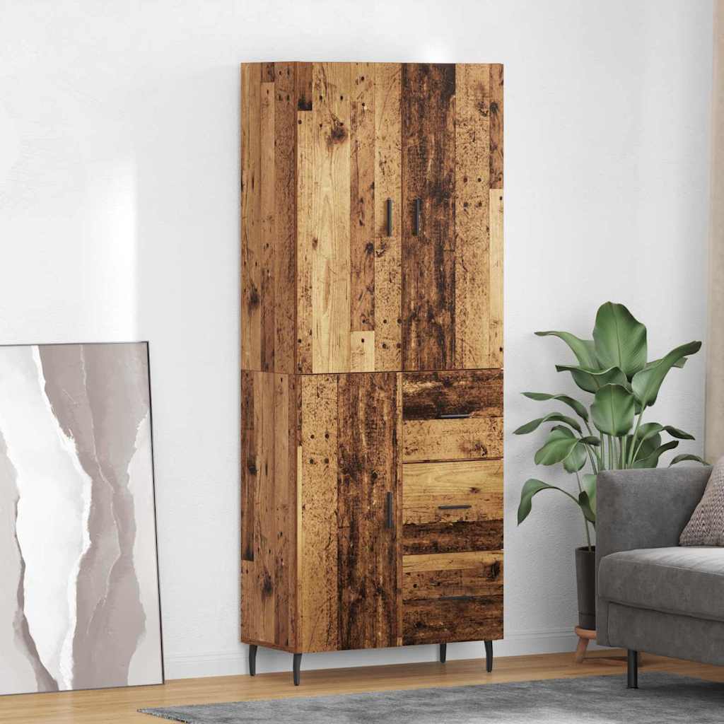 Highboard with Drawer 2 pcs Old Wood Engineered Wood and Glass