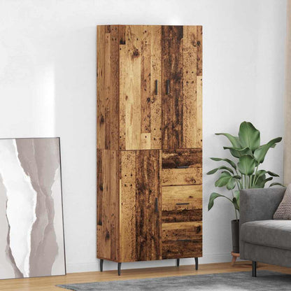 Highboard with Drawer 2 pcs Old Wood Engineered Wood and Glass