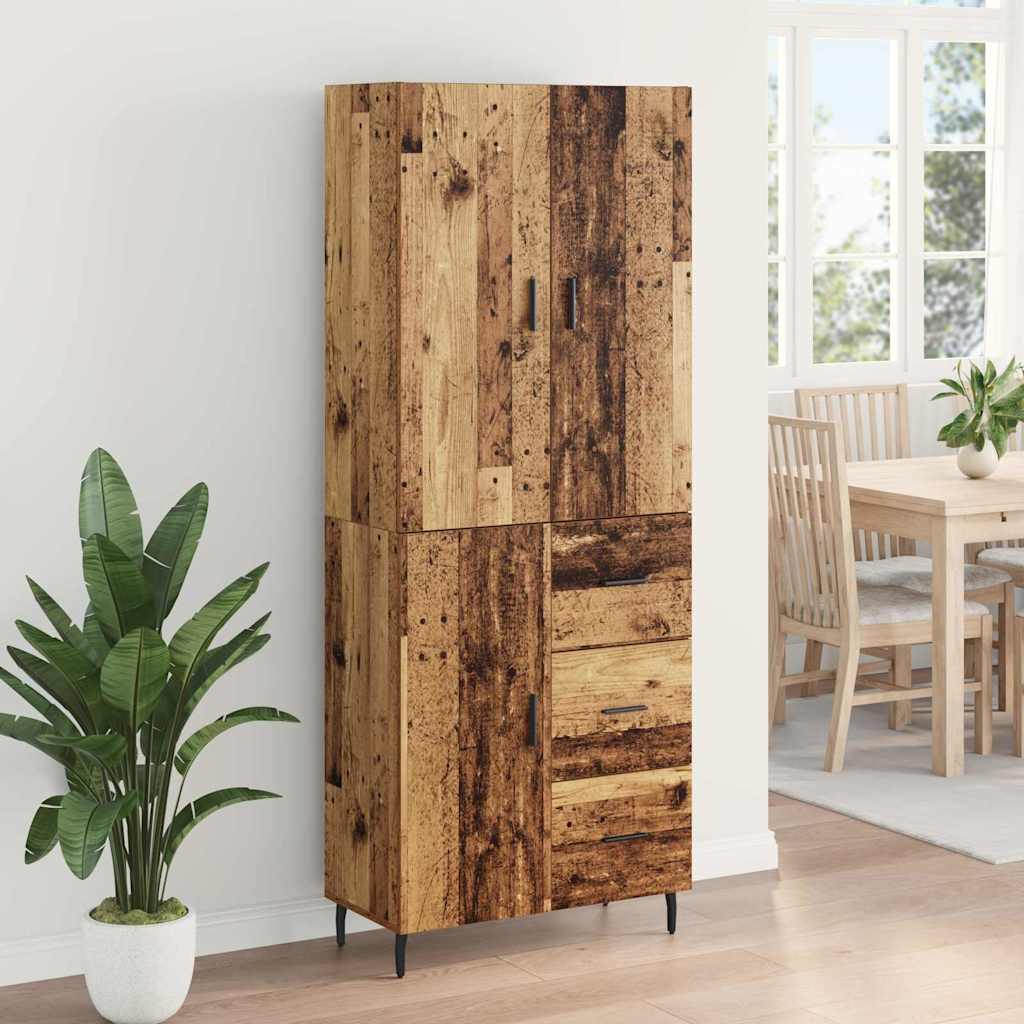 Highboard with Drawer 2 pcs Old Wood Engineered Wood and Glass