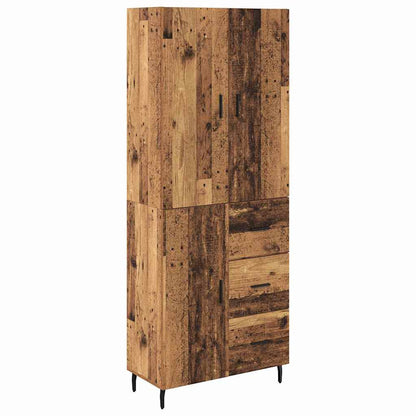 Highboard with Drawer 2 pcs Old Wood Engineered Wood and Glass
