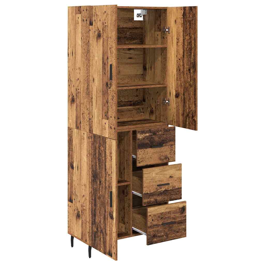 Highboard with Drawer 2 pcs Old Wood Engineered Wood and Glass