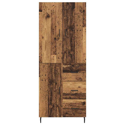 Highboard with Drawer 2 pcs Old Wood Engineered Wood and Glass