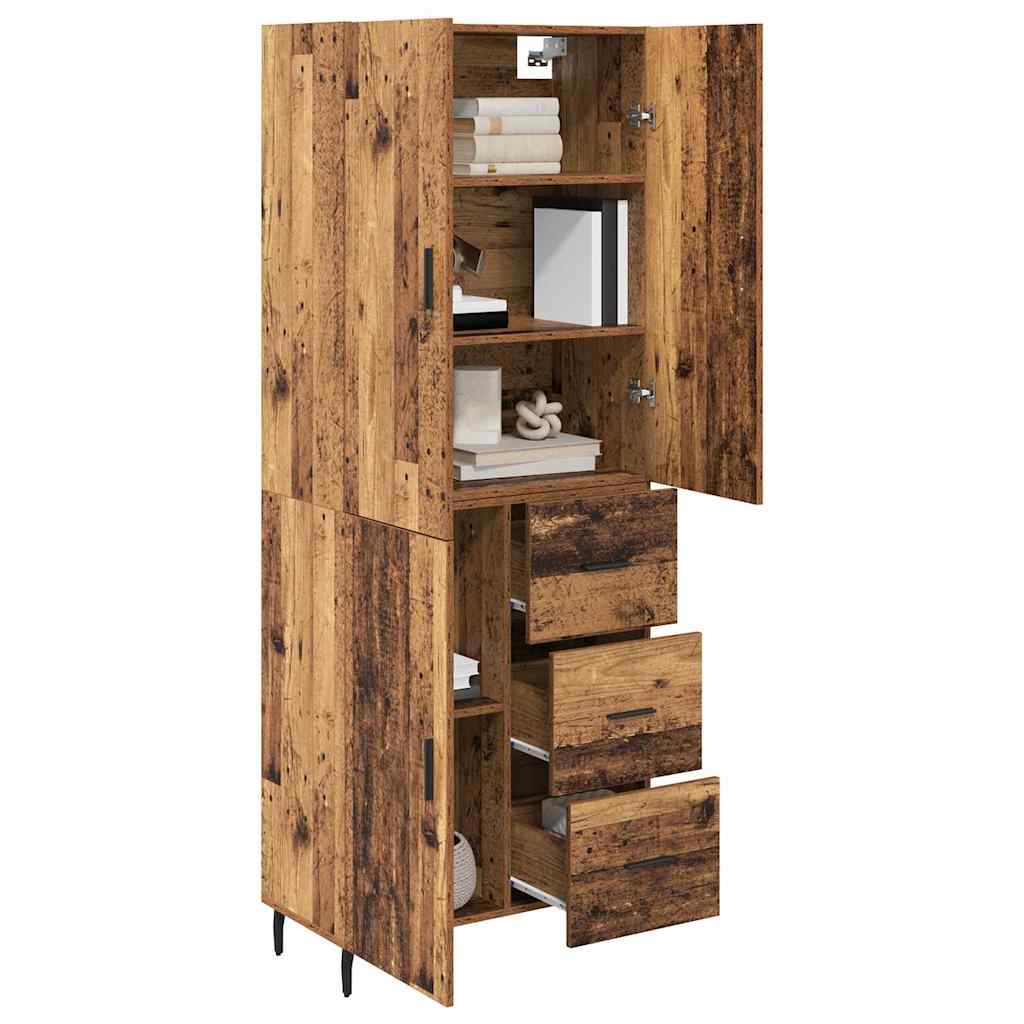 Highboard with Drawer 2 pcs Old Wood Engineered Wood and Glass